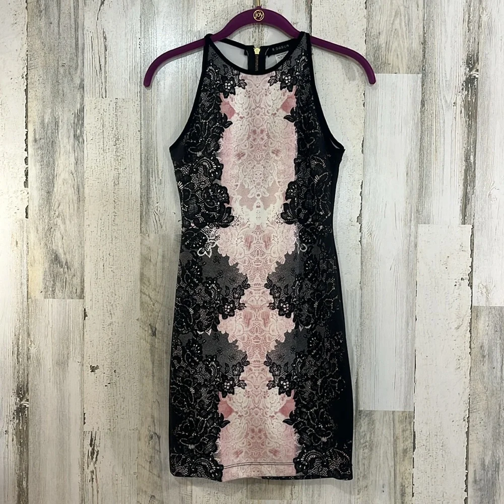 B Darlin  Womens Juniors' Printed High-Neck Bodycon Dress size 1 / 2 - Picture 4 of 13